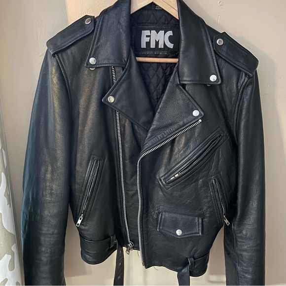 Vintage FMC Classic Black Leather Motorcycle Jacket❤️🏍️ - Picture 7 of 16